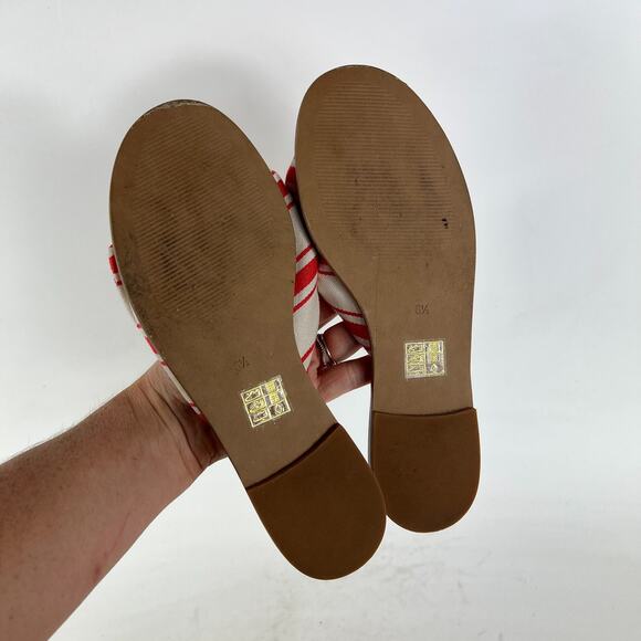 Madewell Naida Half Bow Slide Sandals Womens 6.5 Red White Striped Fabric Preppy - Picture 8 of 9